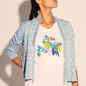 T- SHIRT WITH TOUCAN PRINT AND RHINESTONES XS-XXXL CH.37