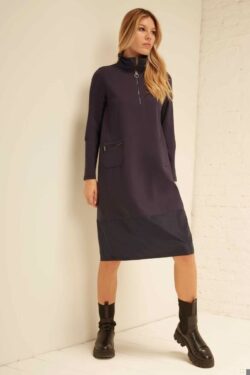 ABITO CON ZIP COLLO E INSERTI TAFFETA' XS-XXXL C.C.12