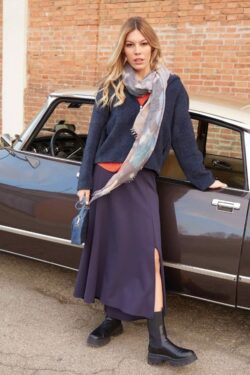 DŁUGA SPÓDNICA Z MILANSKIEJ DZIANINY Z ZASZCZEGIEM  XS-XXXL C.C.11