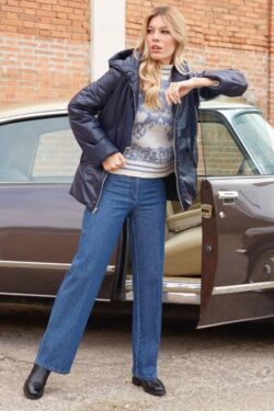 JEANSY Z SZEROKIMI NOGAWKAMI I ELASTYCZNYM PASKIEM VITTA  40-52 C.C.JEDEN ROZMIAR