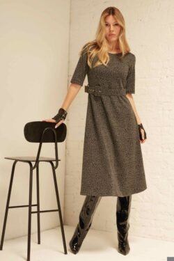 ABITO TESSUTO AMMAGLIATO MACULATO CON CINTURA XS-XL C.C.UNICA