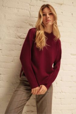 MAGLIA LUPETTO IN 100% LANA CON MANICHE A COSTE S-M-L C.C.7