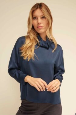 BLUSA RASO COLLO CASCANTE IN RASO XS-XL C.C.10