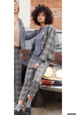 PANTALONE CON TASCONE TESSUTO CHECK  XS-XL C.C.UNICA