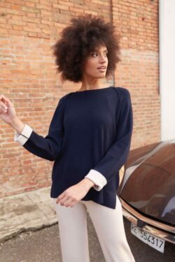 MAGLIA  GIROCOLLO MANICA RAGLAN  CON BORDI IN CONTRASTO  S-XL C.C.28