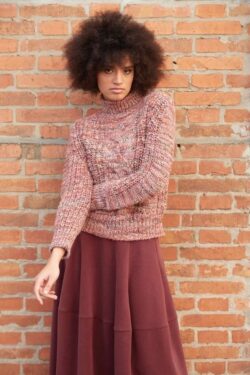 CRATER NECK SWEATER WITH MOULINE YARN BRAIDS S-XL C.C.63