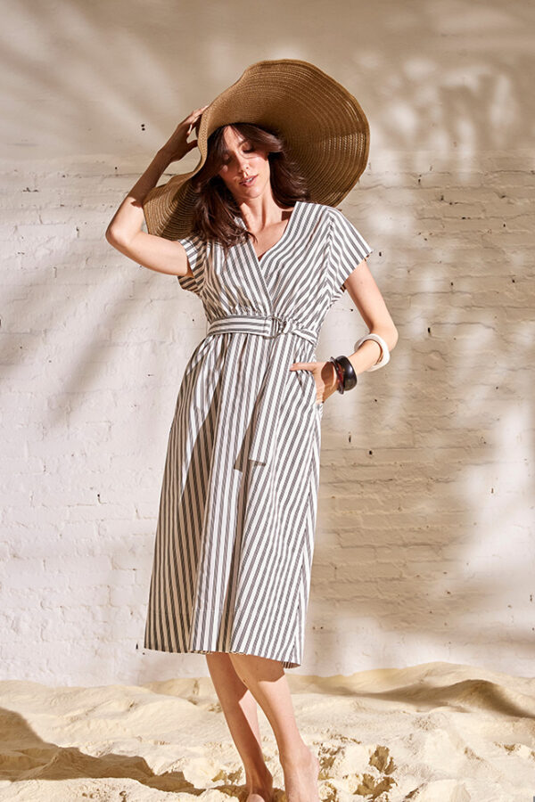 ABITO ELASTICO VITA A RIGHE STAMPATO