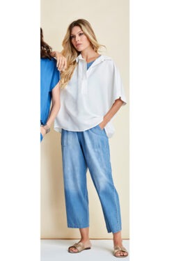 CAMICIA OVER COLLO CAMICIA IN TENCEL LINO