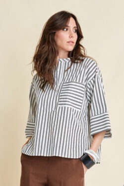 CAMICIA MANICA 3/4 A RIGHE STAMPATO