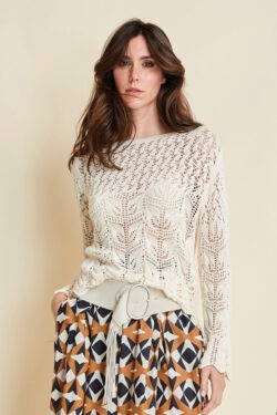 MAGLIA MANICA LUNGA CON AJOUR IN COTONE