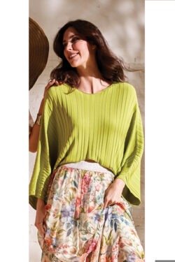 LONG-SLEEVED VISCOSE RIBBED PONCHO