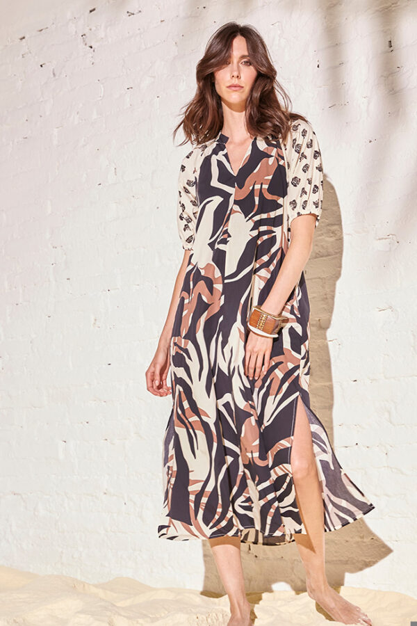 ABITO CON MANICA RAGLAN DUE STAMPE IN COTONE