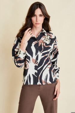 CAMICIA STAMPATA CON POLSO IN CONTRASTO IN COTONE