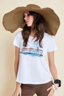 T-SHIRT GIROCOLLO CON STAMPA 'BELLAGIO'