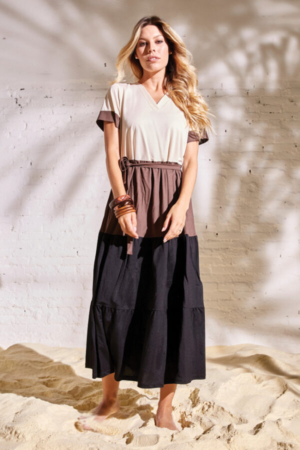 ABITO A BALZE TRE COLORI IN VISCOSA NYLON