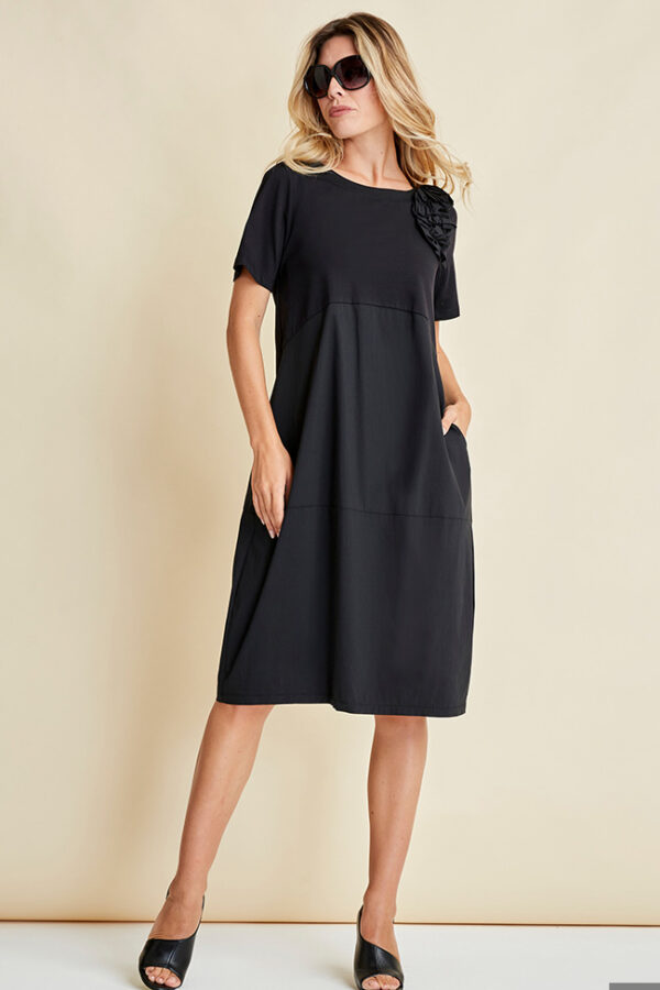 ABITO GIROCOLLO CON ROUCHES  E PARTE SOPRA IN JERSEY