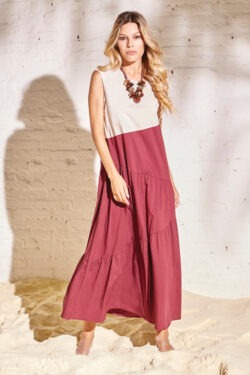 ABITO SENZA MANICHE IN TELA DUE COLORI