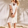 DRESS WITH LINEN AND JERSEY CUTS