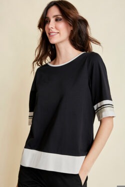 MAGLIA GIROCOLLO IN TELA DUE COLORI