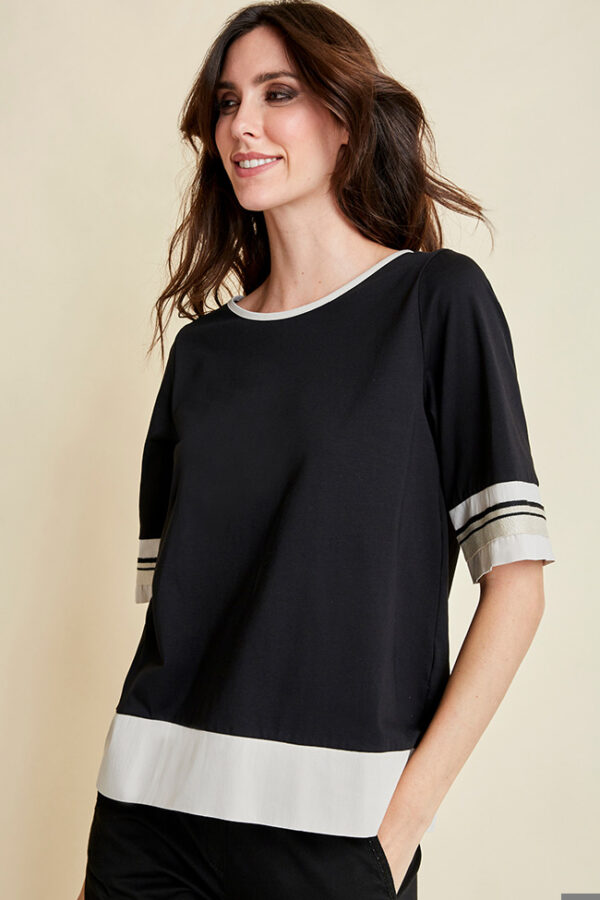 MAGLIA GIROCOLLO IN TELA DUE COLORI