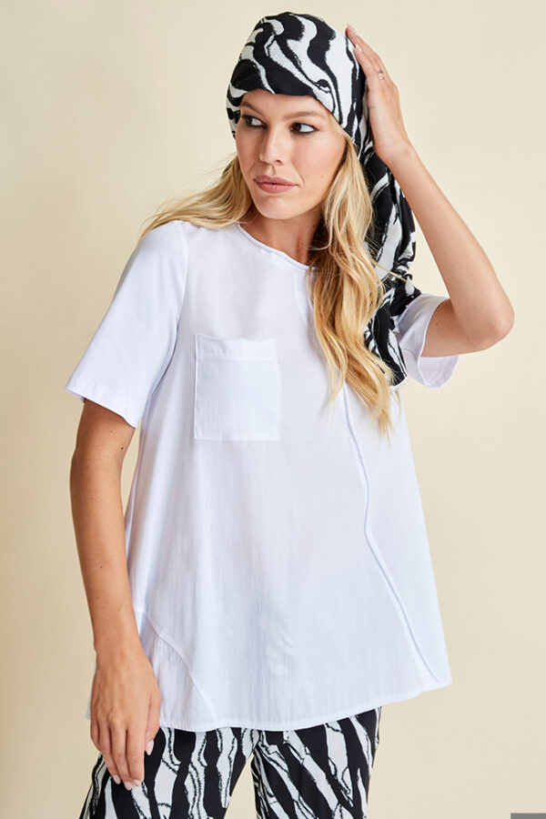 MAGLIA MANICA CORTA CON TASCHINO IN JERSEY E TELA