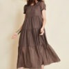 RUFFLED DRESS WITH MUSLIN SLEEVES