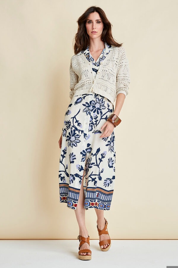 CHEMISIER SENZA MANICHE  STAMPA FIORI E PANNELLO IN VISCOSA