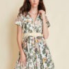 SHORT DRESS WITH FLORAL PRINT COTTON FLARES