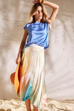 GONNA MIDI  IN VISCOSA STAMPATA MULTICOLOR