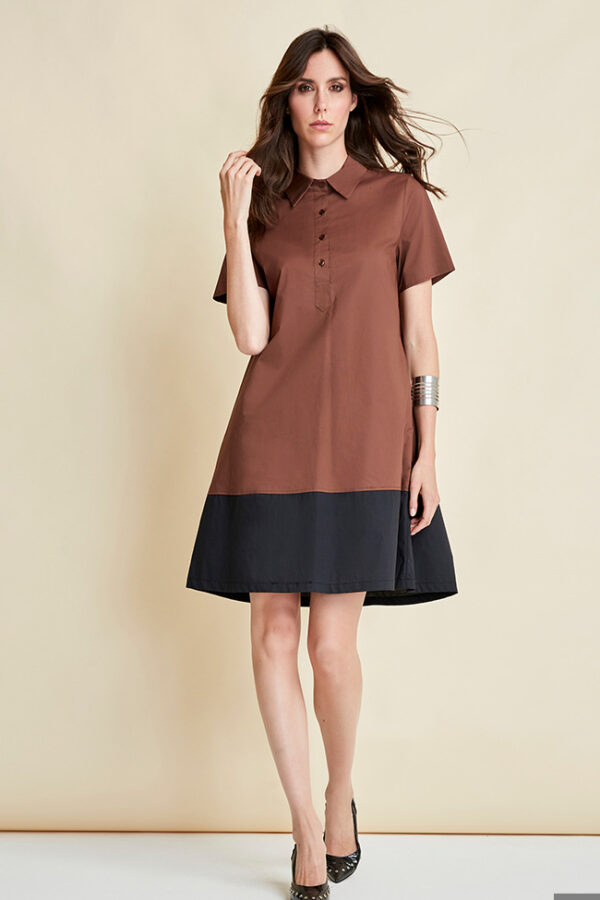 ABITO COLLO CAMICIA BI-COLOR IN TELA