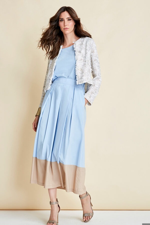 GONNA CON BALZA BI-COLOR IN TELA