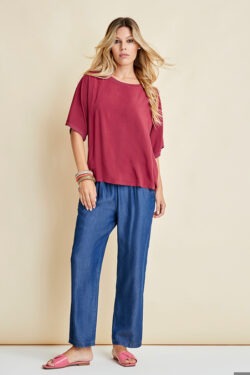 PANTALONE CON ELASTICO IN TENCEL JEANS
