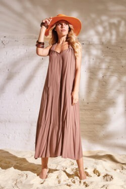 ABITO SENZA MANICHE CON NODO DIETRO IN VISCOSA UNITA