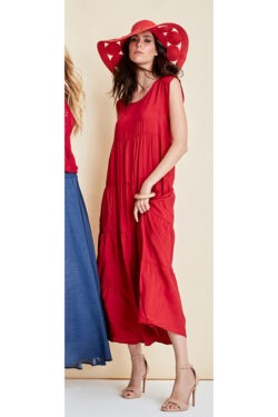 ABITO LUNGO CON BALZE IN VISCOSA UNITA