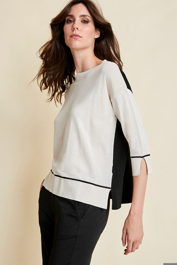 MAGLIA SCATOLETTA GIROCOLLO BICOLORE  IN VISCOSA