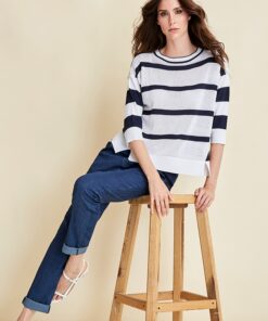 MAGLIA SCATOLETTA MIX DI RIGHE IN VISCOSA