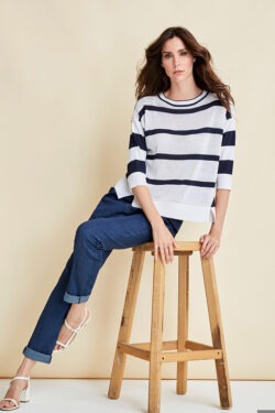 MAGLIA SCATOLETTA MIX DI RIGHE IN VISCOSA