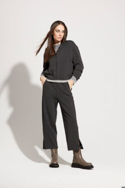 PANTALONE IN PIQUET TAGLI VERTICALI E ZIP AL FONDO  XS-XXXL C.C.60