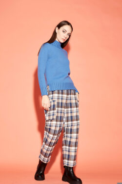 PANTALONE CON TASCONI IN CHECK FLANELLATO  XS-XL C.C.UNIQUE