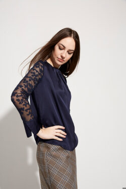 CAMICIA COLLO PIEGHE E MANICA TULLE  XS-XL C.C.41 BIS