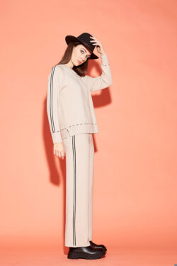 PANTALONE IN VISCOSA CON BANDE LATERALI IN CONTRASTO S-XL C.C.26