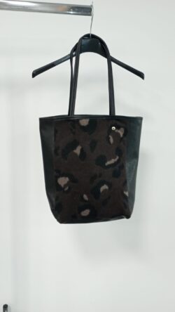 BORSA GRANDE CON INSERTO TESSUTO MANO LANA COTTA UNICA C.C.UNIQUE
